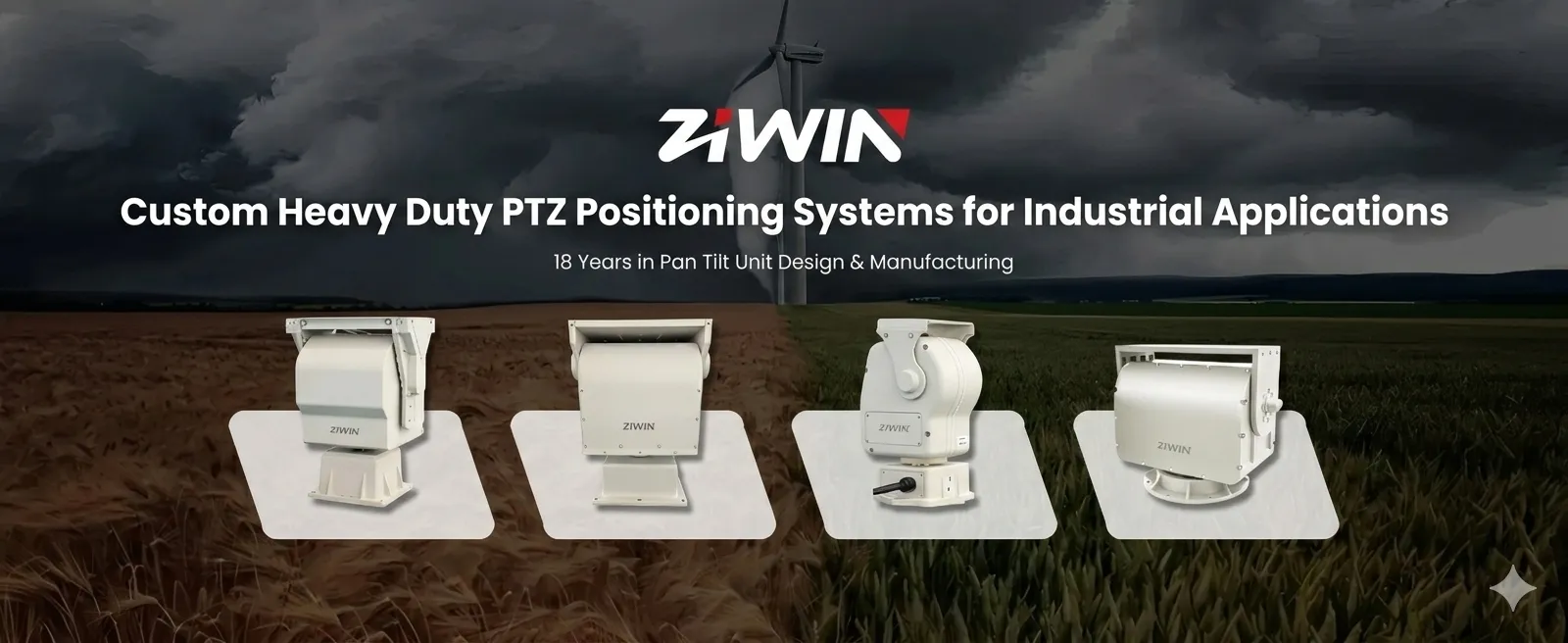 Tête et positionneur de panoramique robuste (50kg - 200kg de charge utile)